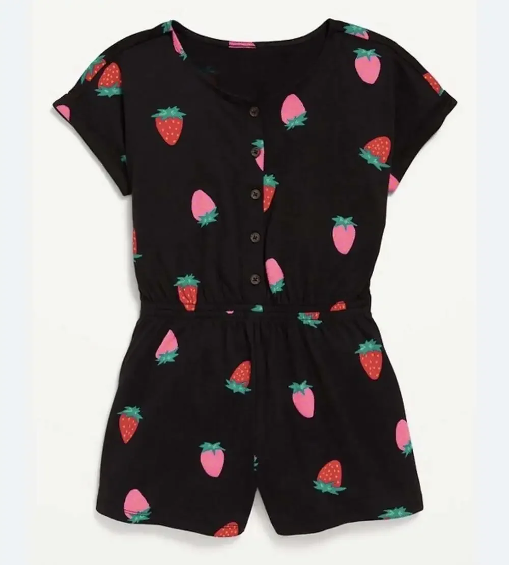 Girl's Old Navy Black Romper w/ Strawberries Size XL 14-16 NWT  COTTAGE  Whimsy